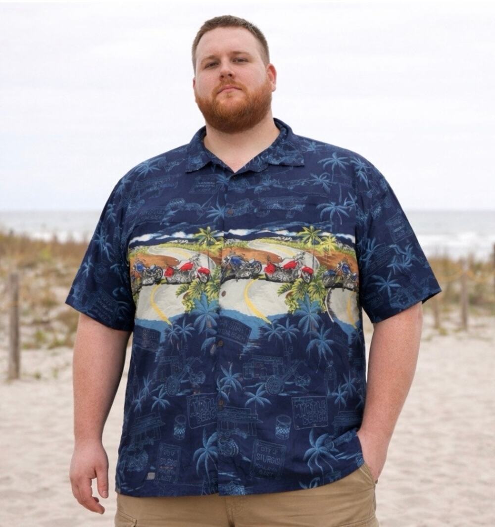 Aloha Republic Bikers Heavenly Hawaiian Motorcycle Men's Shirt Size 4XL Vacation